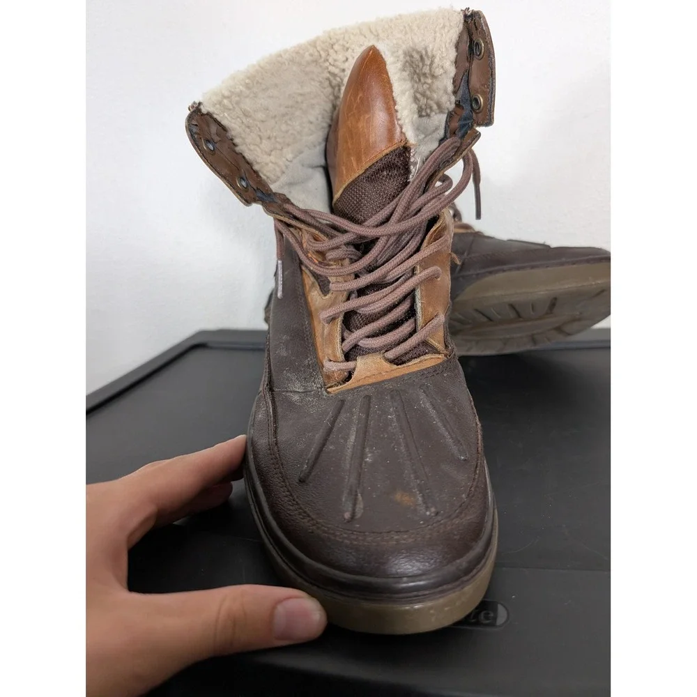 Polo Ralph Lauren Mens 10D Brown Leather Suede Duck Boots Shearling Lined